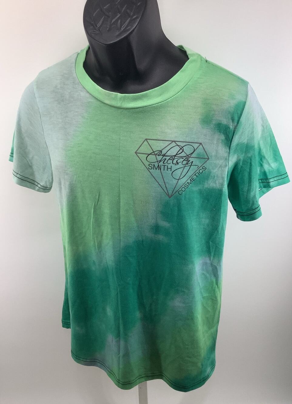Chelsey Smith Cosmetics Tie Dye T Shirt Diamond Logo Green Medium 18x26